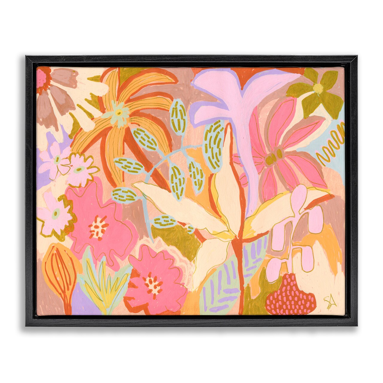 Stupell Industries Soft Expressive Botanicals Framed Floater Canvas Wall Art Design by Suzanne Allard